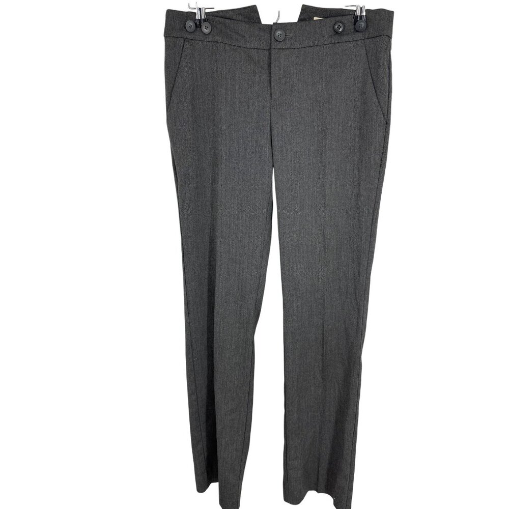 Silence + Noise Womens Gray Herringbone Mid-Waisted Trousers Size 6